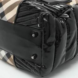 Burberry Beige/Black Nova Check PVC and Patent Leather Satchel