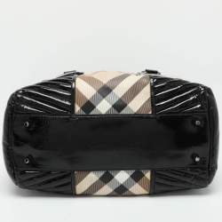 Burberry Beige/Black Nova Check PVC and Patent Leather Satchel