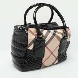 Burberry Beige/Black Nova Check PVC and Patent Leather Satchel