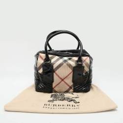 Burberry Beige/Black Nova Check PVC and Patent Leather Satchel