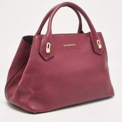 Pre Owned Burberry Burgundy Leather Medium Milton Satchel