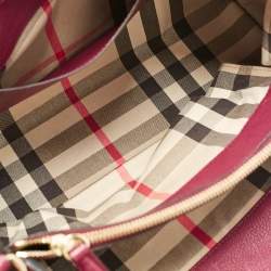 Pre Owned Burberry Burgundy Leather Medium Milton Satchel