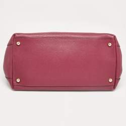 Pre Owned Burberry Burgundy Leather Medium Milton Satchel