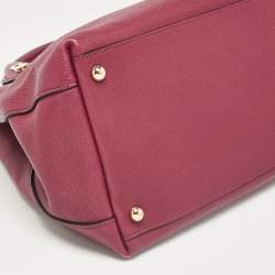 Pre Owned Burberry Burgundy Leather Medium Milton Satchel