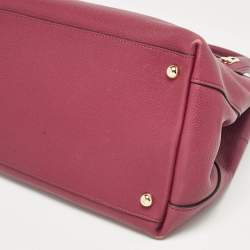 Pre Owned Burberry Burgundy Leather Medium Milton Satchel