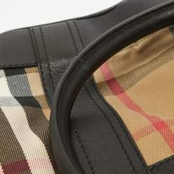 مملوكة مسبقًا Burberry Black/Beige House Check Fabric and Leather Large Beaton Tote