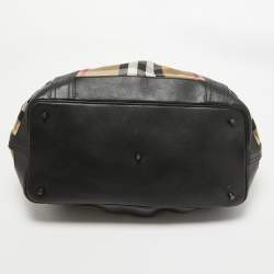 مملوكة مسب قًا Burberry Black/Beige House Check Fabric and Leather Large Beaton Tote
