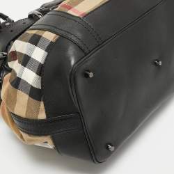 مملوكة مسبقًا Burberry Black/Beige House Check Fabric and Leather Large Beaton Tote