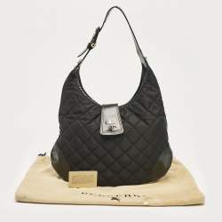 Pre Owned Burberry Black Quilted Nylon Brooke Hobo