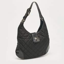 Pre Owned Burberry Black Quilted Nylon Brooke Hobo