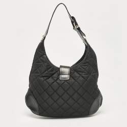 Pre Owned Burberry Black Quilted Nylon Brooke Hobo
