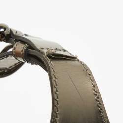 Pre Owned Burberry Metallic/Beige Nova Check Canvas and Leather Studded Brooke Warrior Hobo