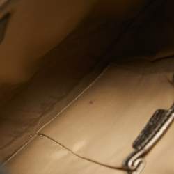 Pre Owned Burberry Metallic/Beige Nova Check Canvas and Leather Studded Brooke Warrior Hobo