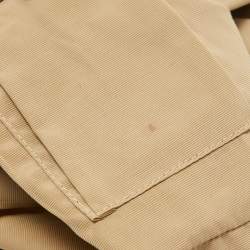 Pre Owned Burberry Metallic/Beige Nova Check Canvas and Leather Studded Brooke Warrior Hobo