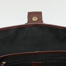 Pre Owned Burberry Brown/Beige Haymarket Check Coated Canvas and Leather Buckle Flap Satchel