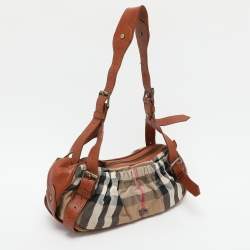 مملوكة مسبقًا Burberry Brown/Beige House Check Canvas and Leather Satchel