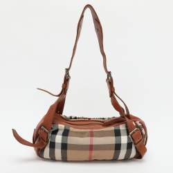 مملوكة مسبقًا Burberry Brown/Beige House Check Canvas and Leather Satchel