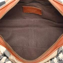 مملوكة مسبقًا Burberry Brown/Beige House Check Canvas and Leather Satchel