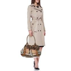 Burberry Brown House Check Canvas and Leather Beaton Tote