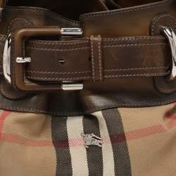 Burberry Brown House Check Canvas and Leather Beaton Tote