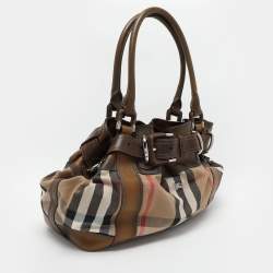 Burberry Brown House Check Canvas and Leather Beaton Tote