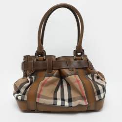 Burberry Brown House Check Canvas and Leather Beaton Tote