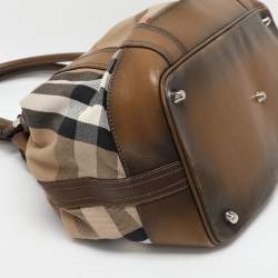 Burberry Brown House Check Canvas and Leather Beaton Tote