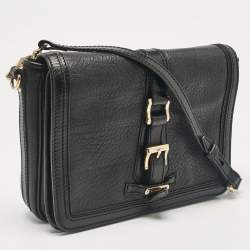 Burberry Black Leather Flap Shoulder Bag