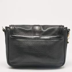 Burberry Black Leather Flap Shoulder Bag