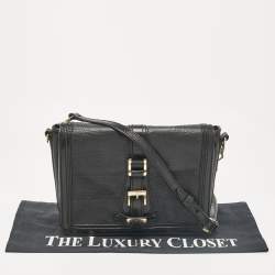 Burberry Black Leather Flap Shoulder Bag