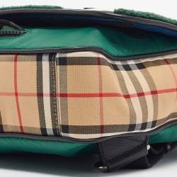 Burberry Multicolor Housecheck Fabric and Leather Monster Face Flap Backpack