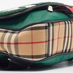 Burberry Multicolor Housecheck Fabric and Leather Monster Face Flap Backpack