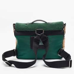 Burberry Multicolor Housecheck Fabric and Leather Monster Face Flap Backpack