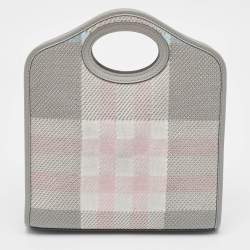 Burberry Grey/Pink Check Canvas and Leather Mini Pocket Bag