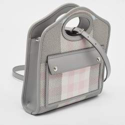 Burberry Grey/Pink Check Canvas and Leather Mini Pocket Bag