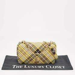 Burberry Yellow Check Canvas Small Lola Chain Shoulder Bag