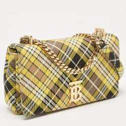 Burberry Yellow Check Canvas Small Lola Chain Shoulder Bag