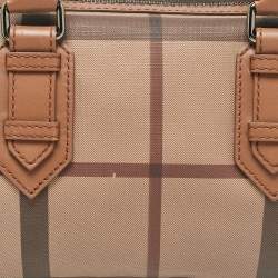 Pre Owned Burberry Brown Smoked Check PVC and Leather Chester Boston Bag
