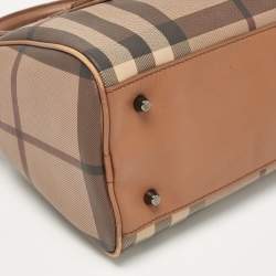 Pre Owned Burberry Brown Smoked Check PVC and Leather Chester Boston Bag