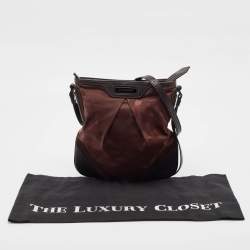 Burberry Burgundy/Brown Check Nylon, Leather and Suede Messenger Bag