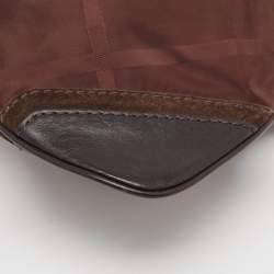 Burberry Burgundy/Brown Check Nylon, Leather and Suede Messenger Bag