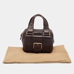 مملوكة مسبقًا Burberry Choco Brown Leather Buckle Satchel