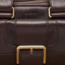 مملوكة مسبقًا Burberry Choco Brown Leather Buckle Satchel