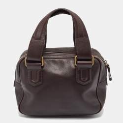 مملوكة مسبقًا Burberry Choco Brown Leather Buckle Satchel