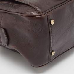 مملوكة مسبقًا Burberry Choco Brown Leather Buckle Satchel