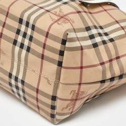Burberry Beige/White Haymarket Check Coated Canvas and Patent Leather Salisbury Tote