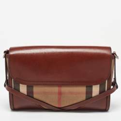 Pre Owned Burberry Brown/Beige Nova Check Canvas and Leather Abbott Shoulder Bag