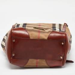 Burberry Brown/Beige House Check Canvas and Leather Canterbury Tote