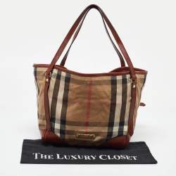 Burberry Brown/Beige House Check Canvas and Leather Canterbury Tote