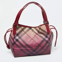 Burberry Burgundy Ombre Supernova Check PVC and Patent Leather Bilmore Tote